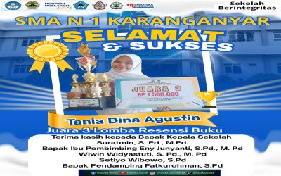 Siswi SMA N 1 Karanganyar Raih Juara Lomba Resensi Buku